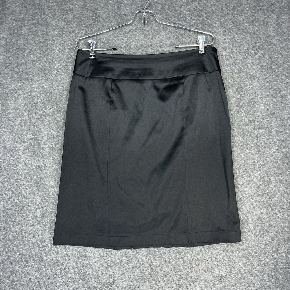 Y2K George Pencil Skirt Womens 8 Petite Black Satin Finish Whimsigoth Fairy